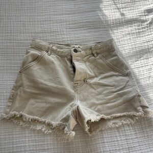 PacSun Beige Frayed Hem Jean Shorts